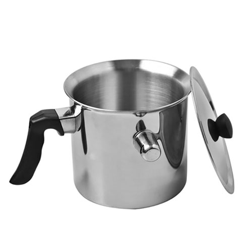 WF006 Durable Simmer Pot, Stainless Steel Milk Boiler with Lid 1L, Milk Cooker for Wax Home, Honey (Silver)