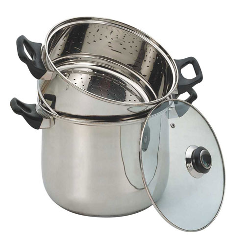 WG604 Stainless Steel Pasta Cooker w/Cover, Strainer